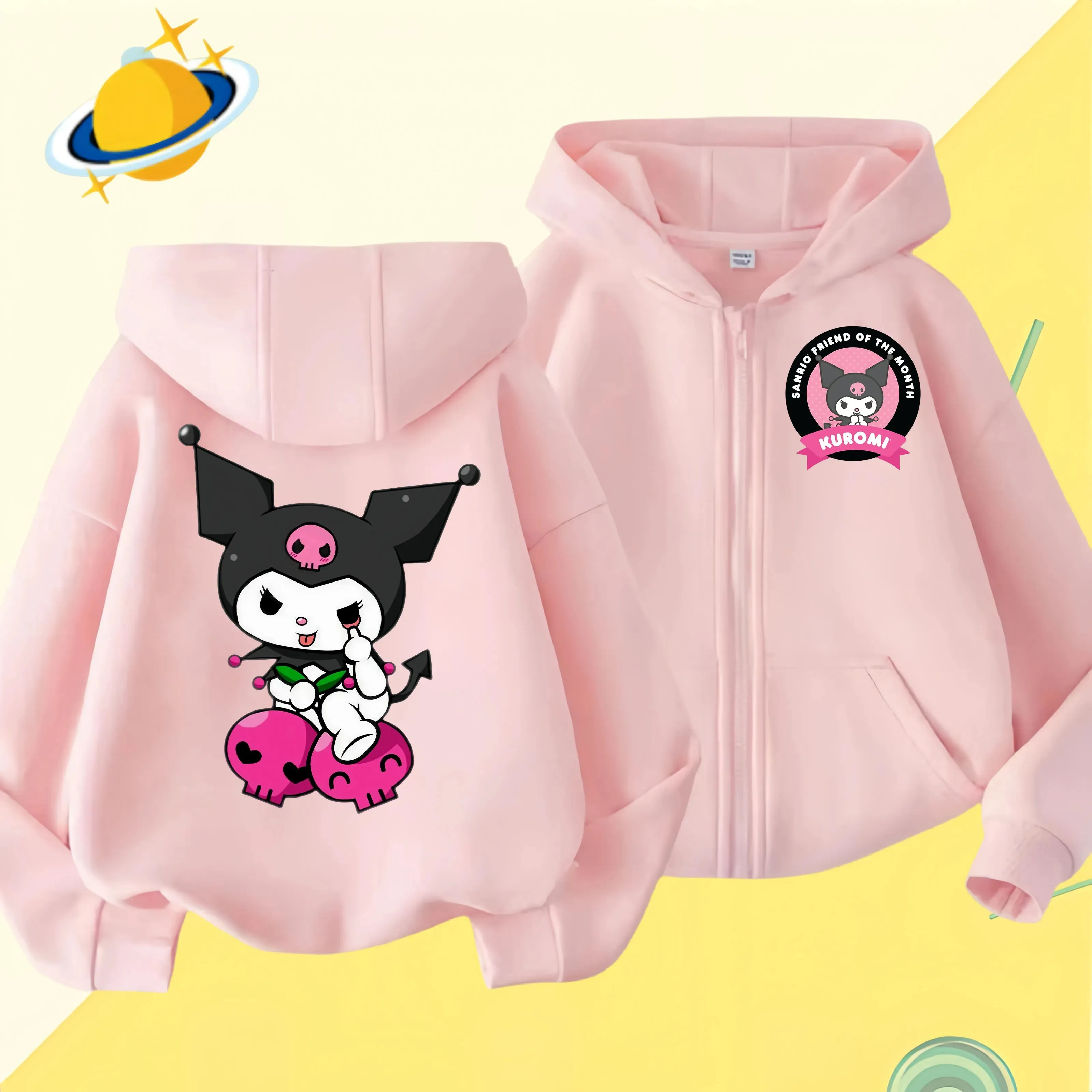 2024 New Baby Boys Girls Sanrio Kurom  Jacket zipper coat Spring Autumn Children Outerwear Kids Cotton Clothes for 1-14 Year