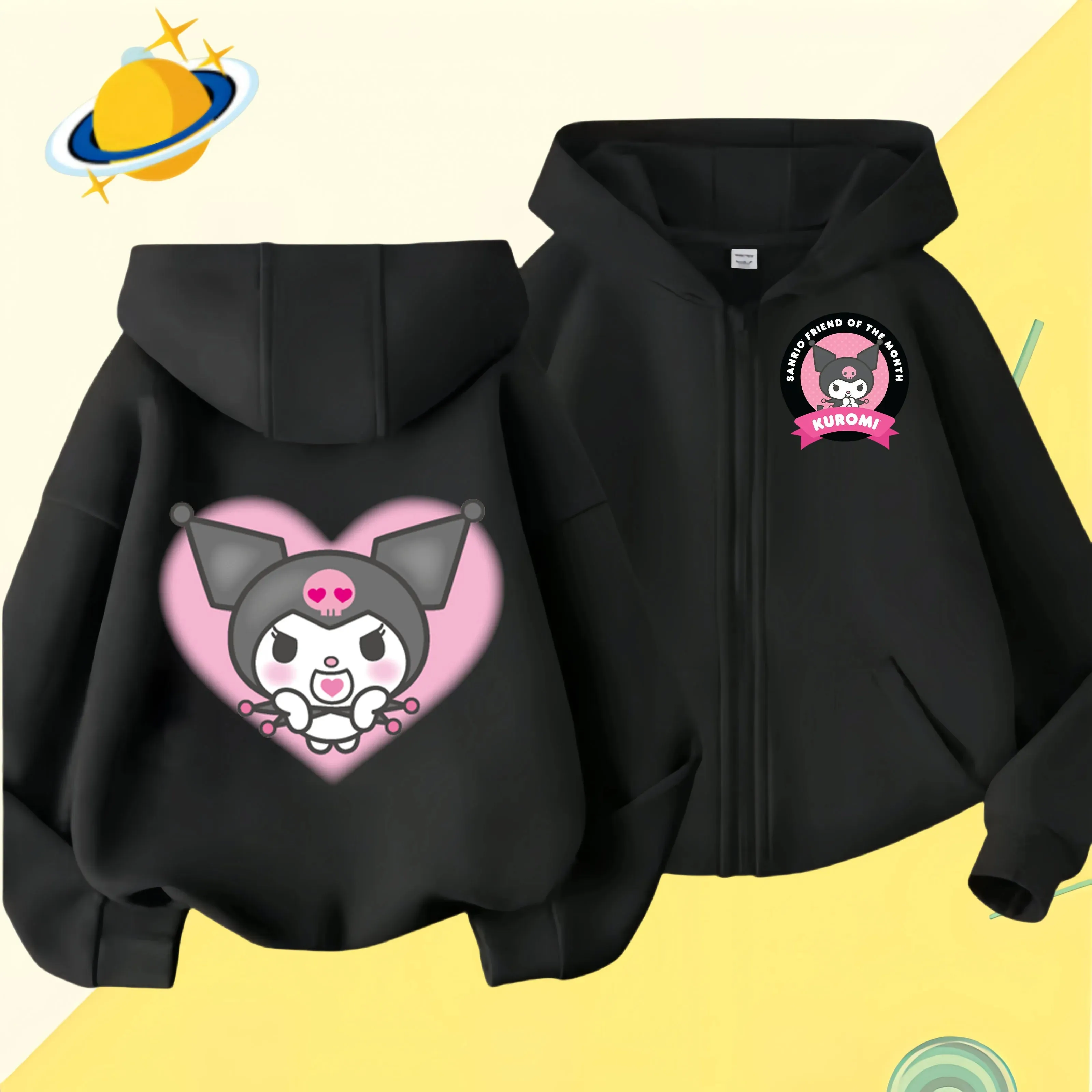 2024 New Baby Boys Girls Sanrio Kurom  Jacket zipper coat Spring Autumn Children Outerwear Kids Cotton Clothes for 1-14 Year
