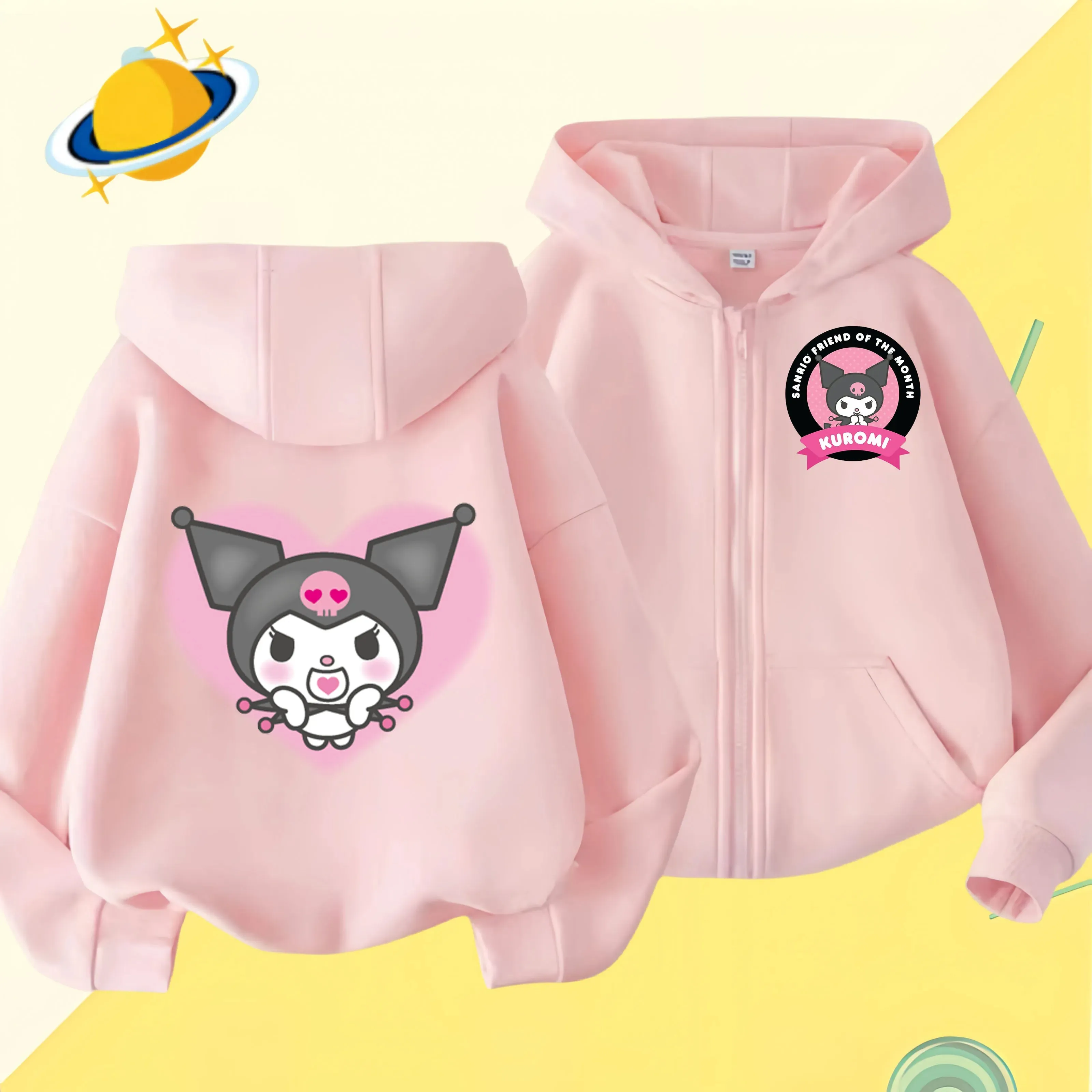 2024 New Baby Boys Girls Sanrio Kurom  Jacket zipper coat Spring Autumn Children Outerwear Kids Cotton Clothes for 1-14 Year
