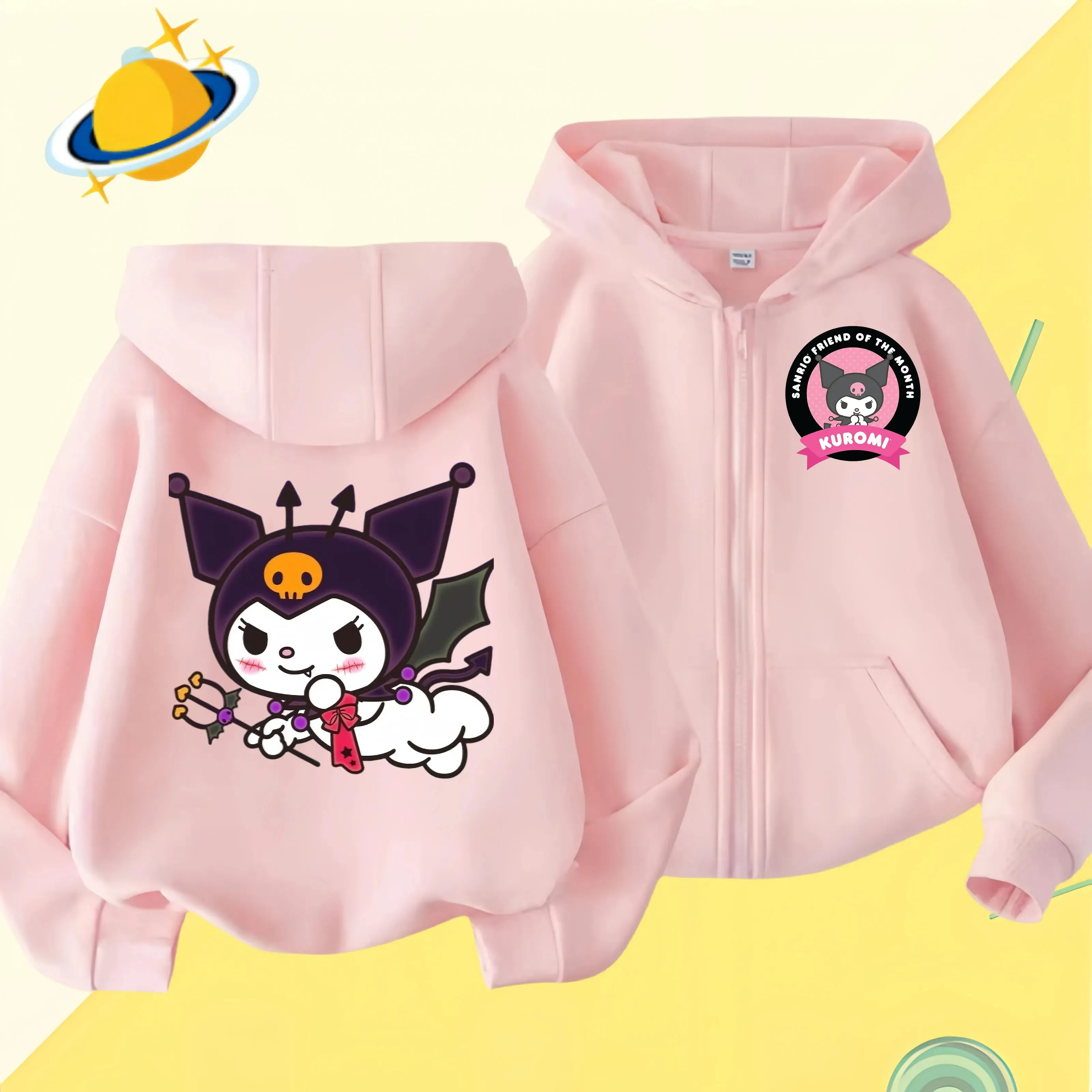 2024 New Baby Boys Girls Sanrio Kurom  Jacket zipper coat Spring Autumn Children Outerwear Kids Cotton Clothes for 1-14 Year