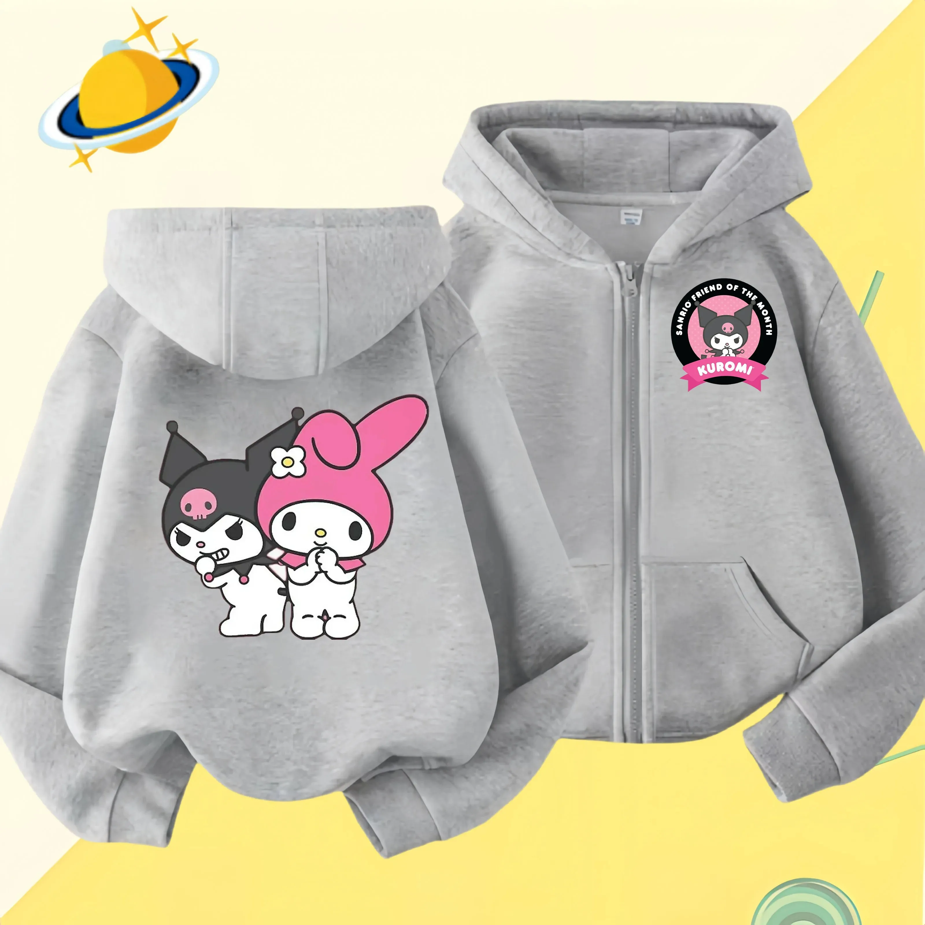 2024 New Baby Boys Girls Sanrio Kurom  Jacket zipper coat Spring Autumn Children Outerwear Kids Cotton Clothes for 1-14 Year