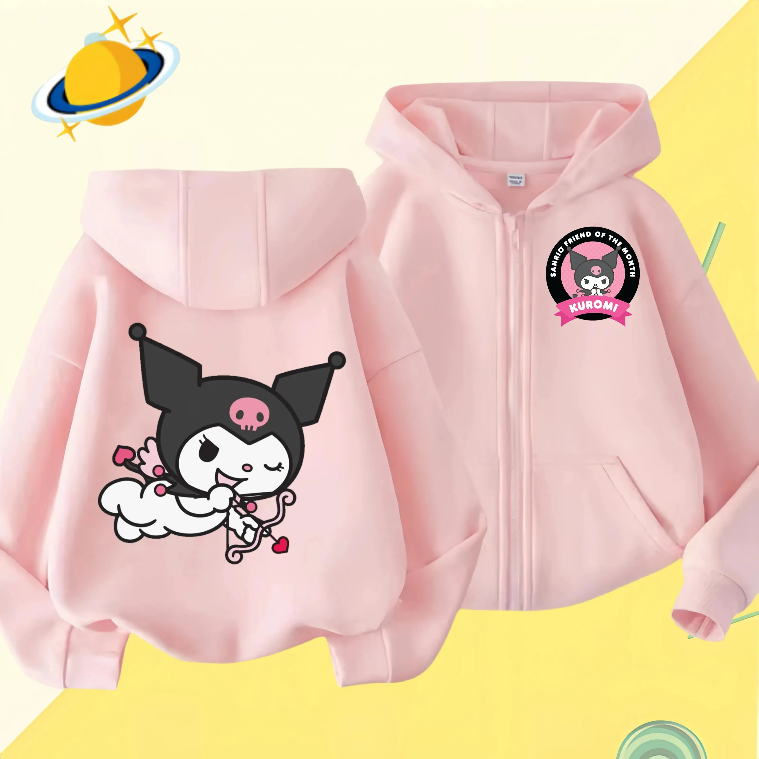 2024 New Baby Boys Girls Sanrio Kurom  Jacket zipper coat Spring Autumn Children Outerwear Kids Cotton Clothes for 1-14 Year