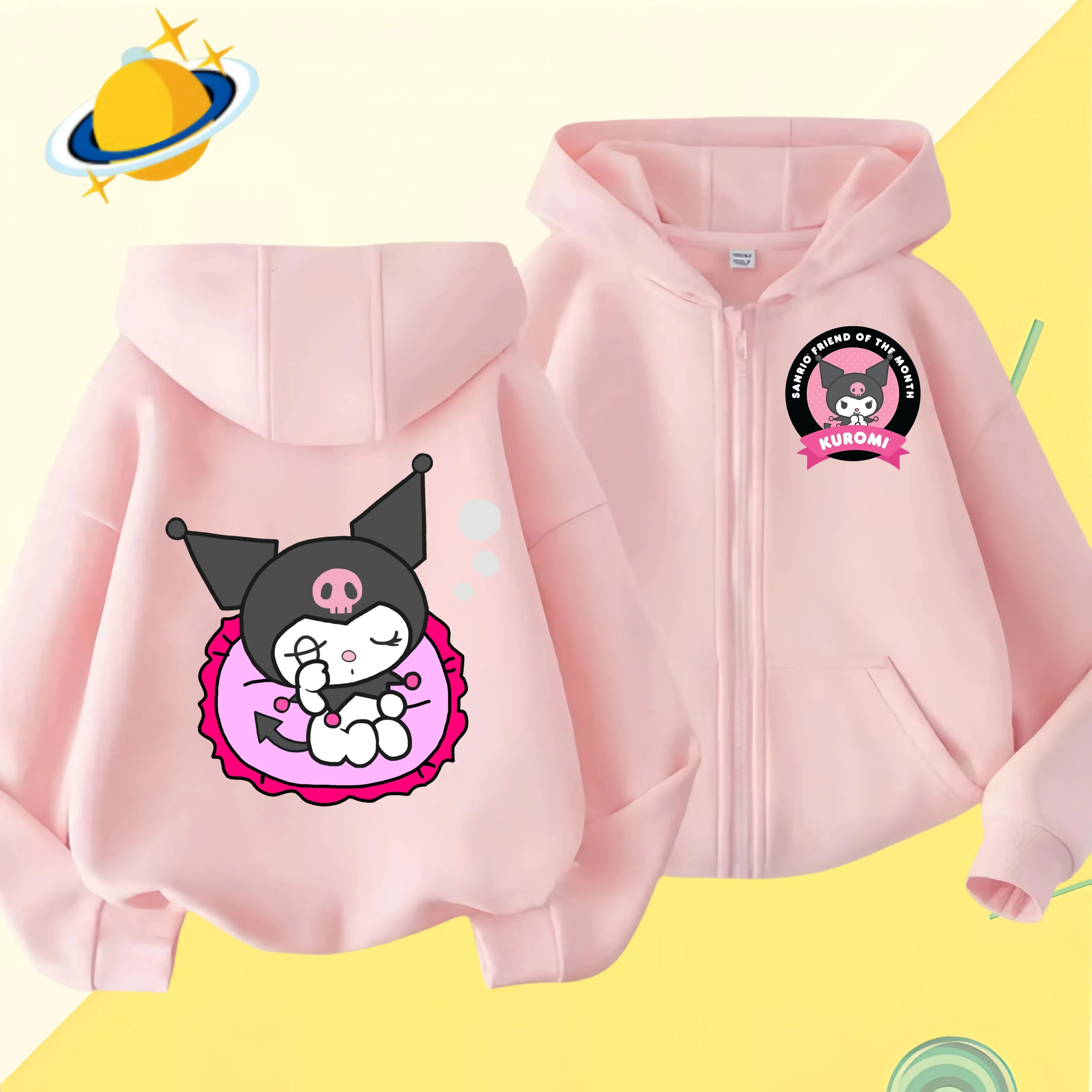 2024 New Baby Boys Girls Sanrio Kurom  Jacket zipper coat Spring Autumn Children Outerwear Kids Cotton Clothes for 1-14 Year