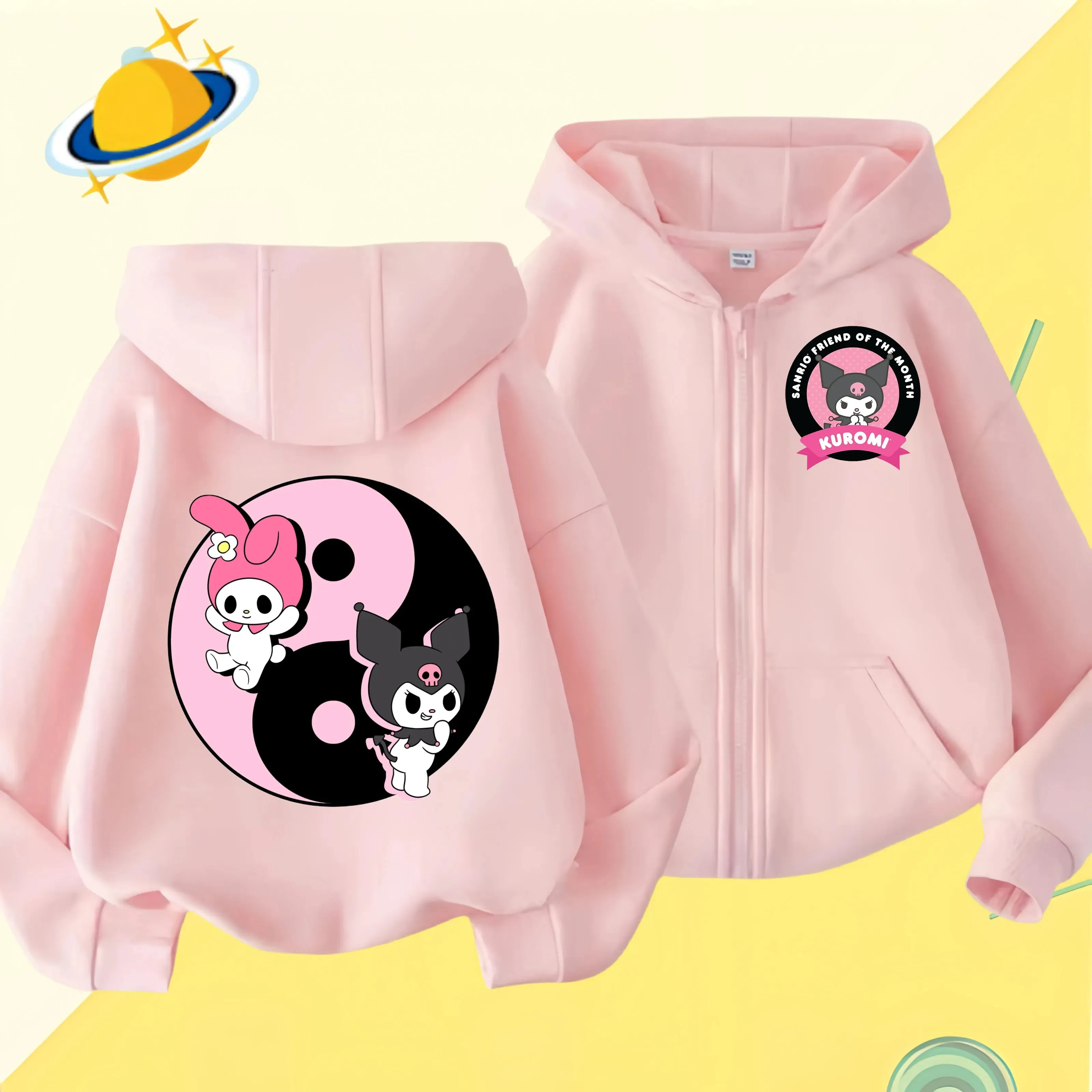 2024 New Baby Boys Girls Sanrio Kurom  Jacket zipper coat Spring Autumn Children Outerwear Kids Cotton Clothes for 1-14 Year