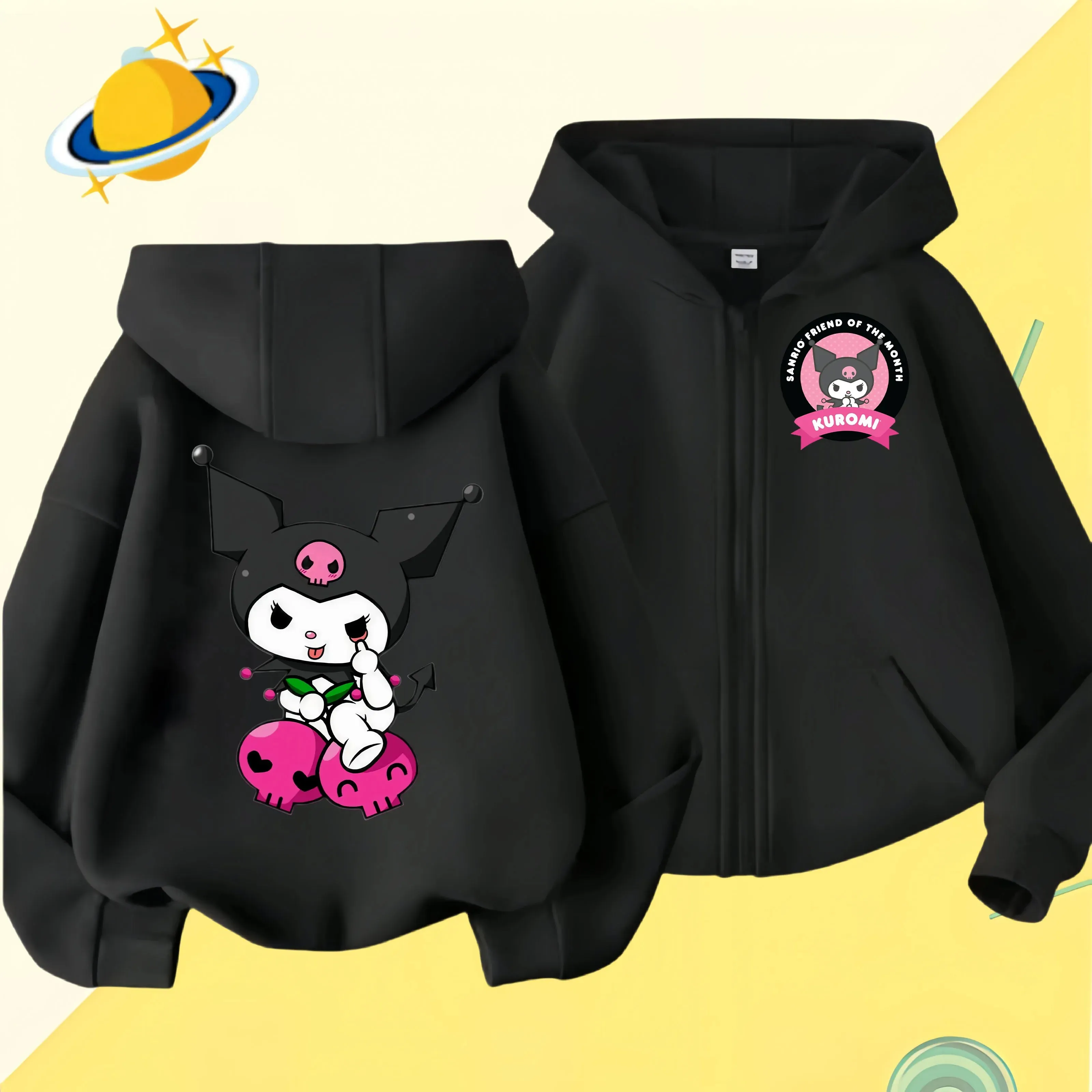 2024 New Baby Boys Girls Sanrio Kurom  Jacket zipper coat Spring Autumn Children Outerwear Kids Cotton Clothes for 1-14 Year