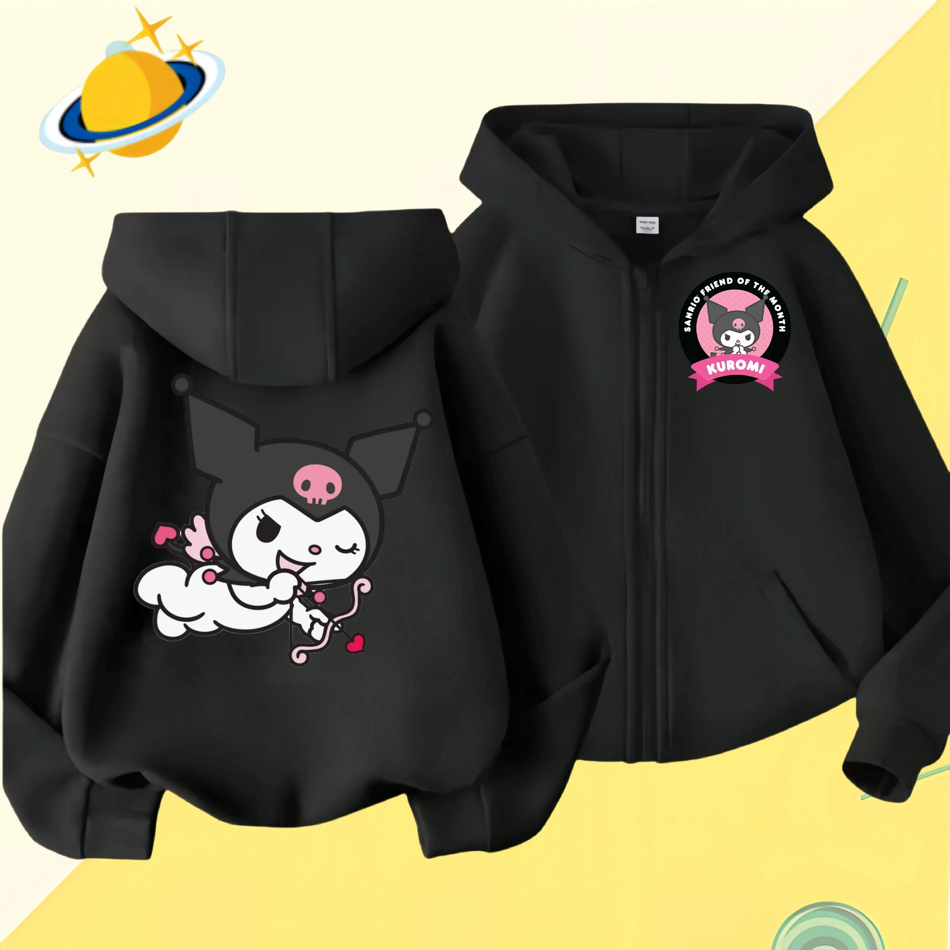 2024 New Baby Boys Girls Sanrio Kurom  Jacket zipper coat Spring Autumn Children Outerwear Kids Cotton Clothes for 1-14 Year