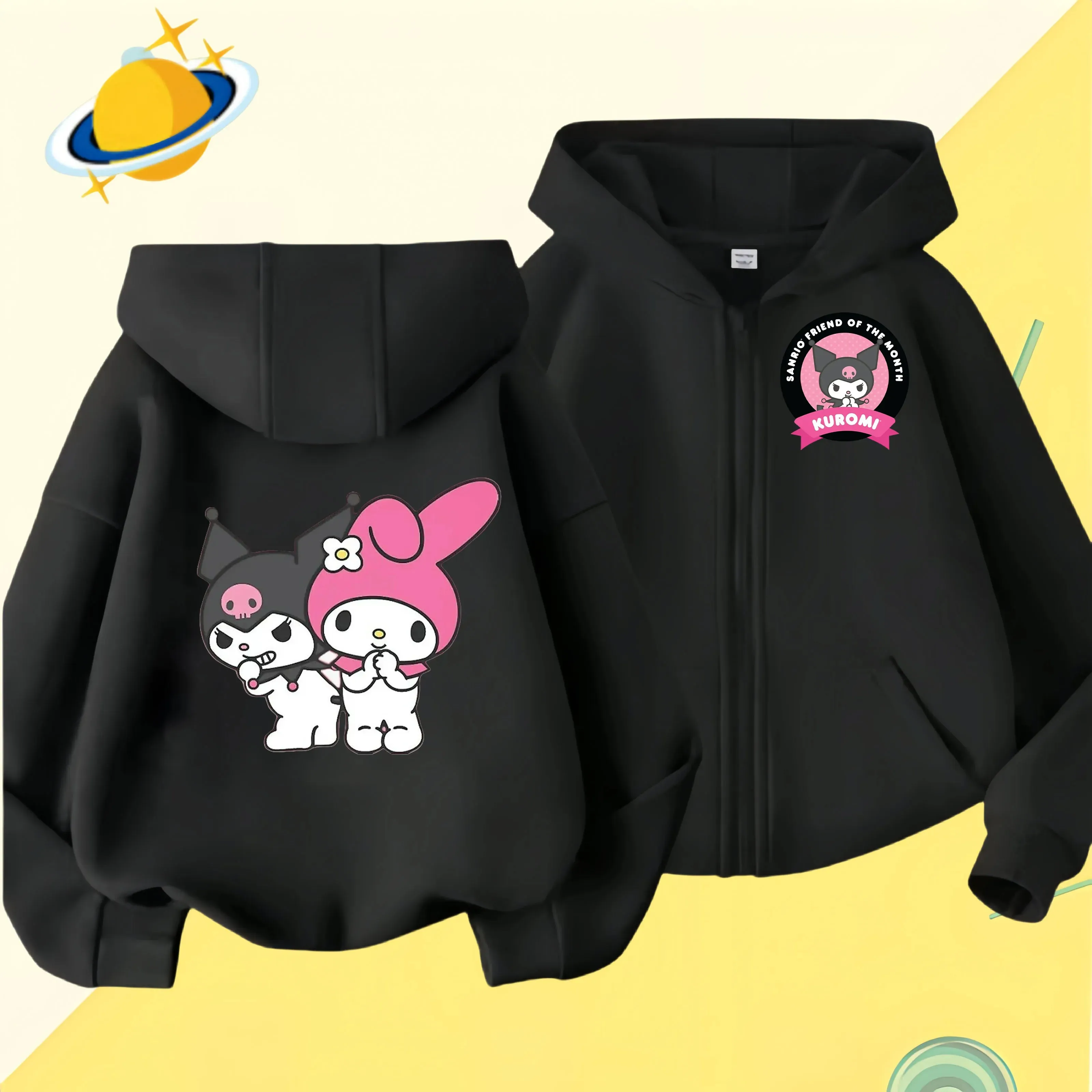 2024 New Baby Boys Girls Sanrio Kurom  Jacket zipper coat Spring Autumn Children Outerwear Kids Cotton Clothes for 1-14 Year