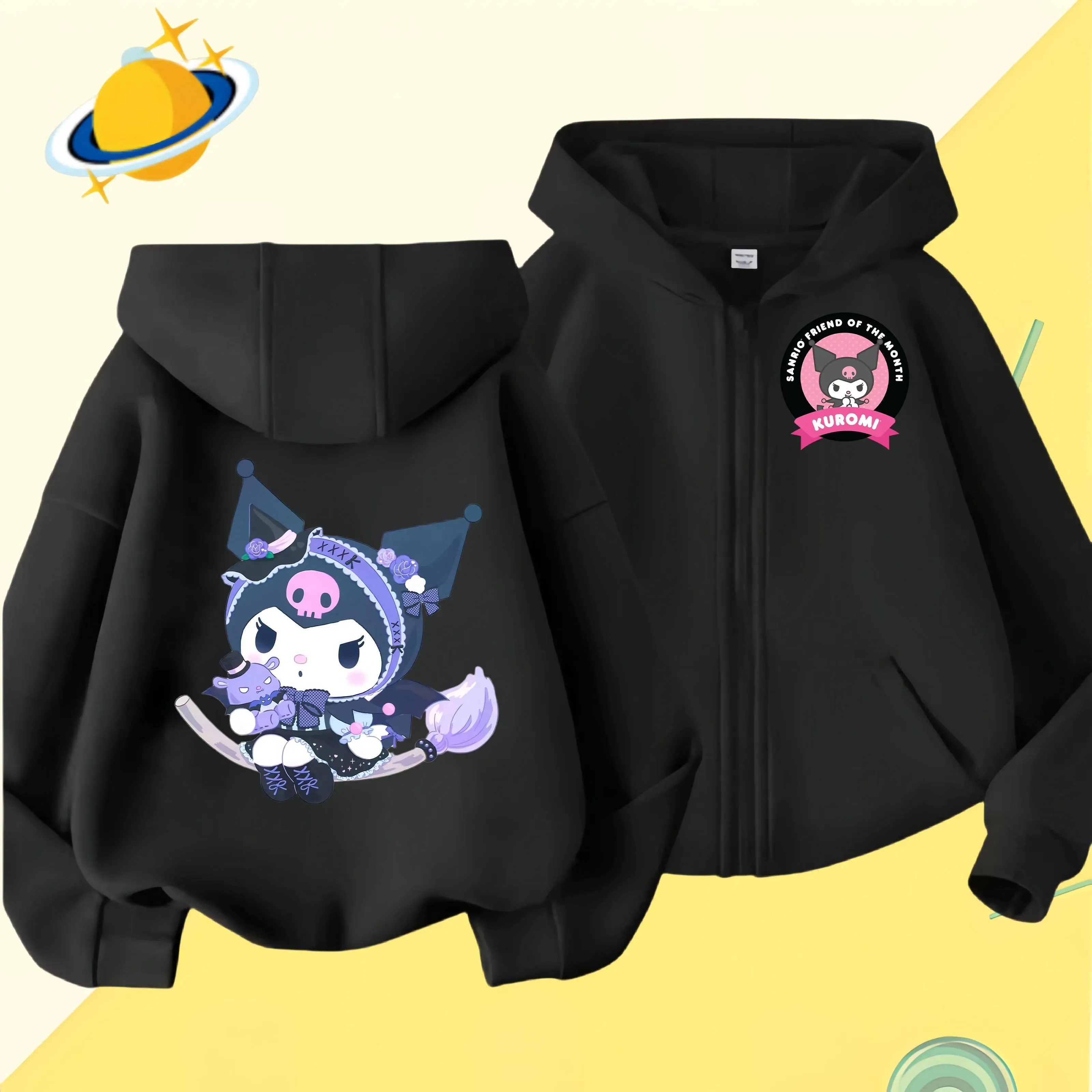 2024 New Baby Boys Girls Sanrio Kurom  Jacket zipper coat Spring Autumn Children Outerwear Kids Cotton Clothes for 1-14 Year