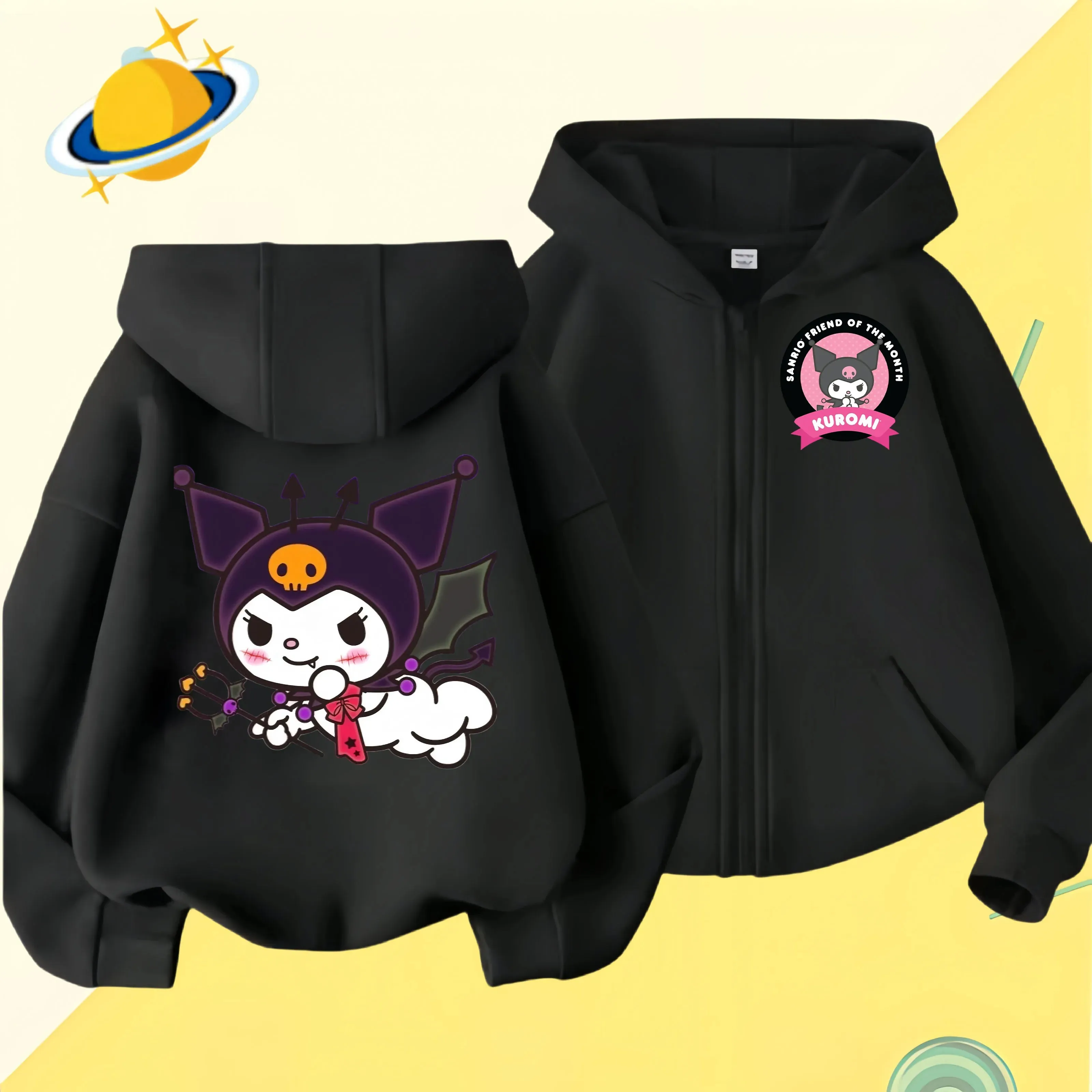 2024 New Baby Boys Girls Sanrio Kurom  Jacket zipper coat Spring Autumn Children Outerwear Kids Cotton Clothes for 1-14 Year