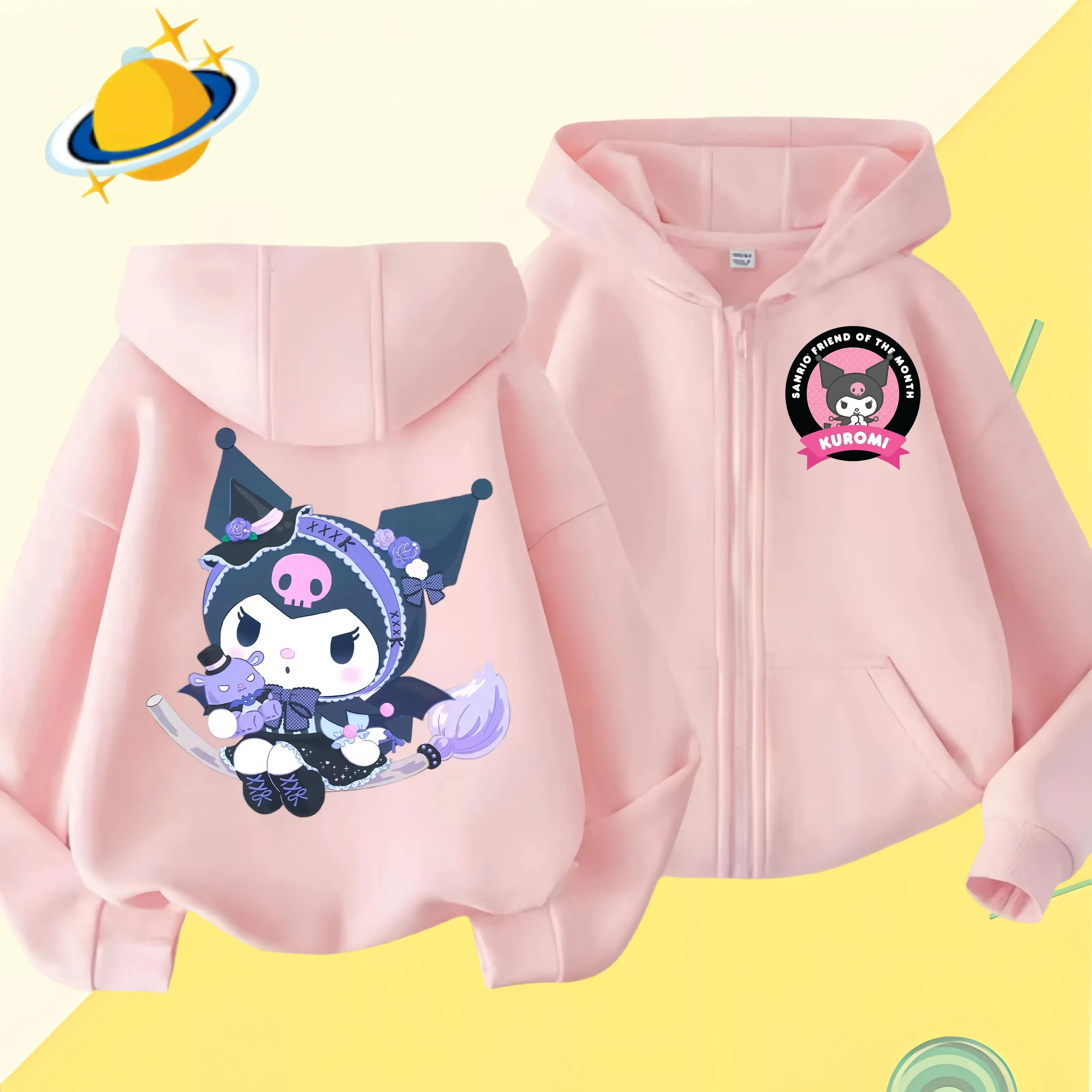 2024 New Baby Boys Girls Sanrio Kurom  Jacket zipper coat Spring Autumn Children Outerwear Kids Cotton Clothes for 1-14 Year