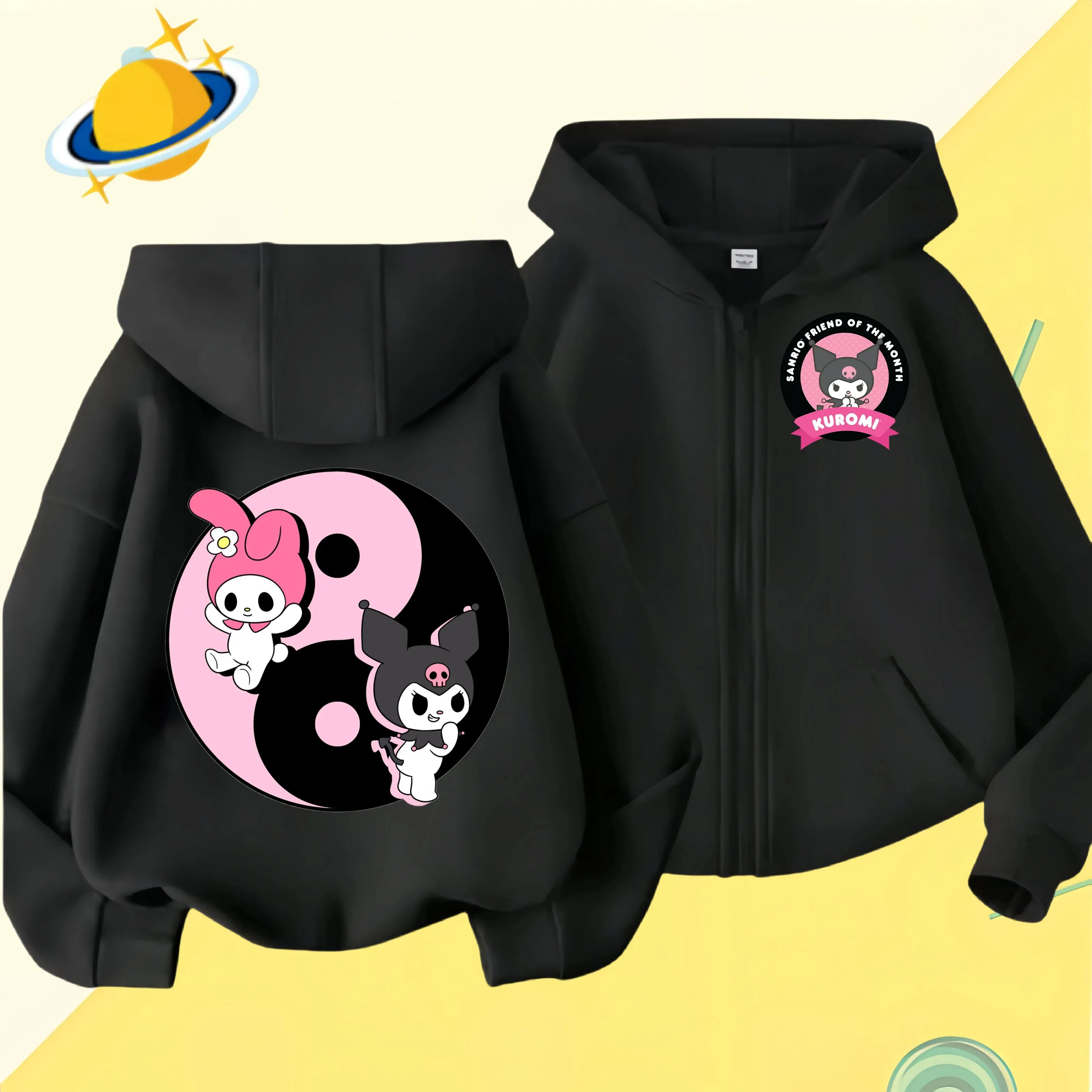 2024 New Baby Boys Girls Sanrio Kurom  Jacket zipper coat Spring Autumn Children Outerwear Kids Cotton Clothes for 1-14 Year