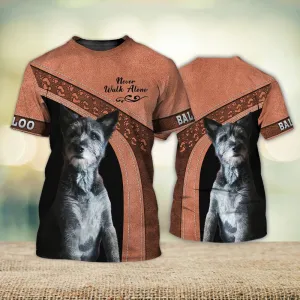 3D Dog T Shirts, Baloo Earth Brown Never Walk Alone All Over Print T-Shirt, Gift For Pet Loves