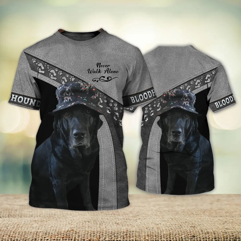 3D Dog T Shirts, Bloodhounds Love Never Walk Alone All Over Print T-Shirt, Gift For Pet Loves