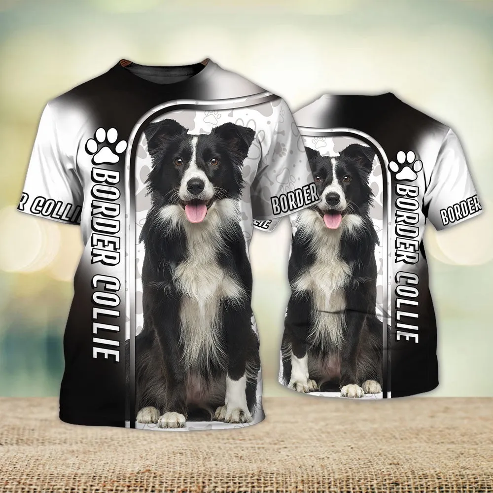 3D Dog T Shirts, Border Collie Love The Heart Of A Shepherd All Over Print T-Shirt, Gift For Pet Loves