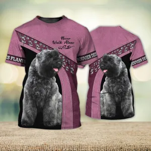 3D Dog T Shirts, Bouvier Des Flandres Love Never Walk Alone All Over Print T-Shirt, Gift For Pet Loves