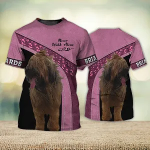 3D Dog T Shirts, Briards Never Walk Alone All Over Print T-Shirt, Gift For Pet Loves