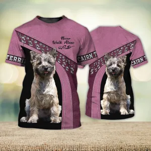 3D Dog T Shirts, Cairn Terrier Love Never Walk Alone All Over Print T-Shirt, Gift For Pet Loves