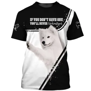 3D Dog T Shirts, Cute White Samoyed Dog All Over Print T-Shirt, Gift For Pet Loves