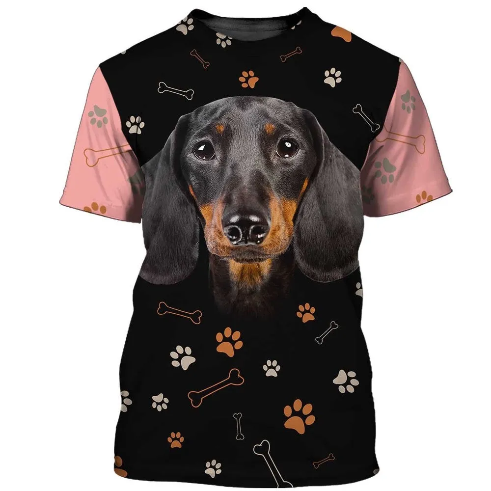 3D Dog T Shirts, Dachshund Paw Colorful All Over Print T-Shirt, Gift For Pet Loves