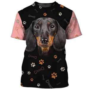 3D Dog T Shirts, Dachshund Paw Colorful All Over Print T-Shirt, Gift For Pet Loves