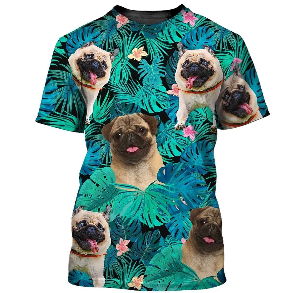3D Dog T Shirts, Funny Pug All Over Print T-Shirt, Gift For Pet Loves