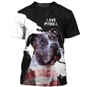 3D Dog T Shirts, Pitbull Father'S Day All Over Print T-Shirt, Gift For Pet Loves