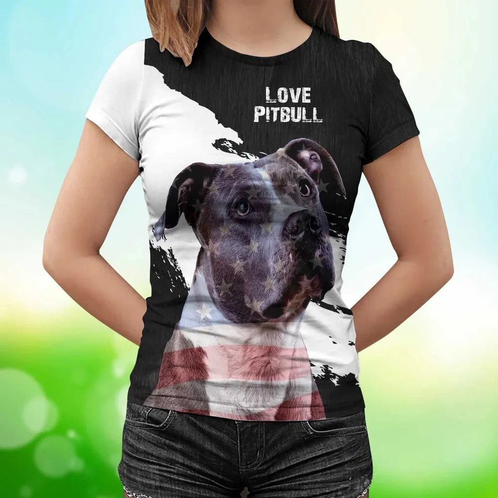 3D Dog T Shirts, Pitbull Father'S Day All Over Print T-Shirt, Gift For Pet Loves