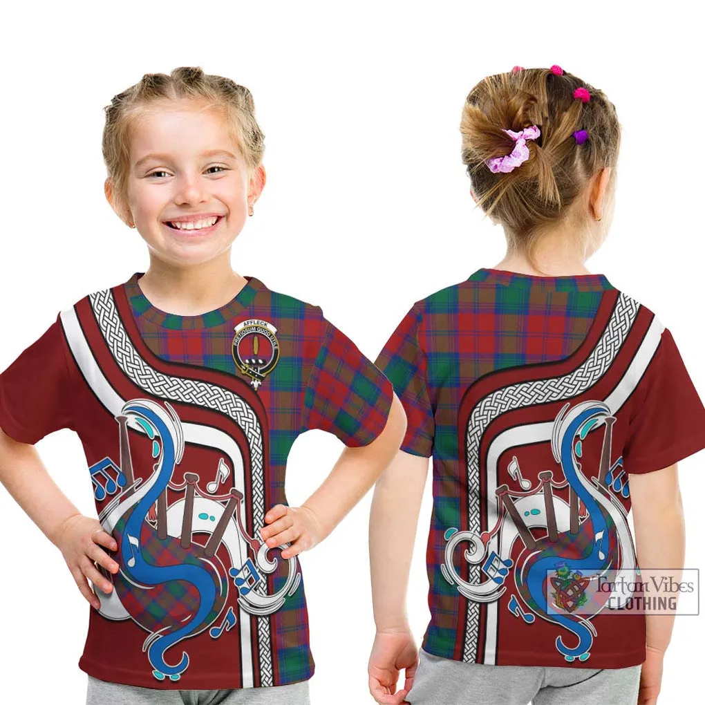 Affleck Tartan Kid T-Shirt with Epic Bagpipe Style