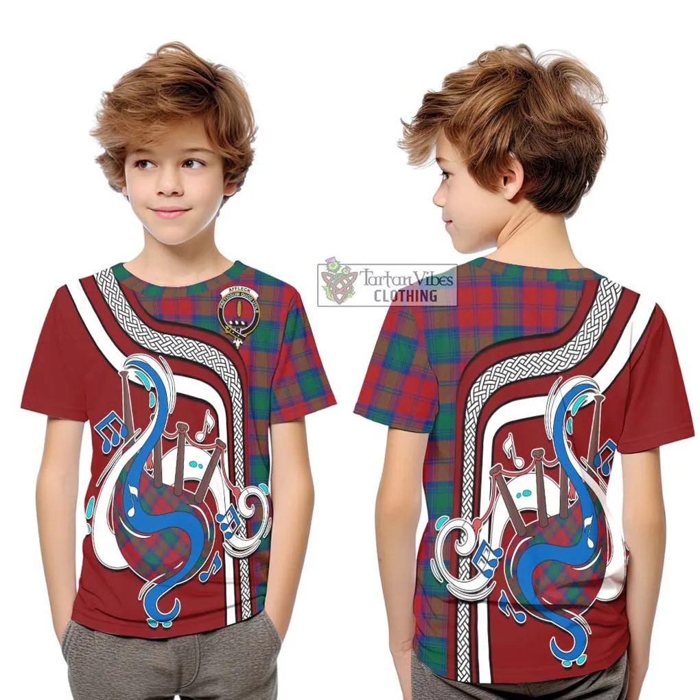 Affleck Tartan Kid T-Shirt with Epic Bagpipe Style