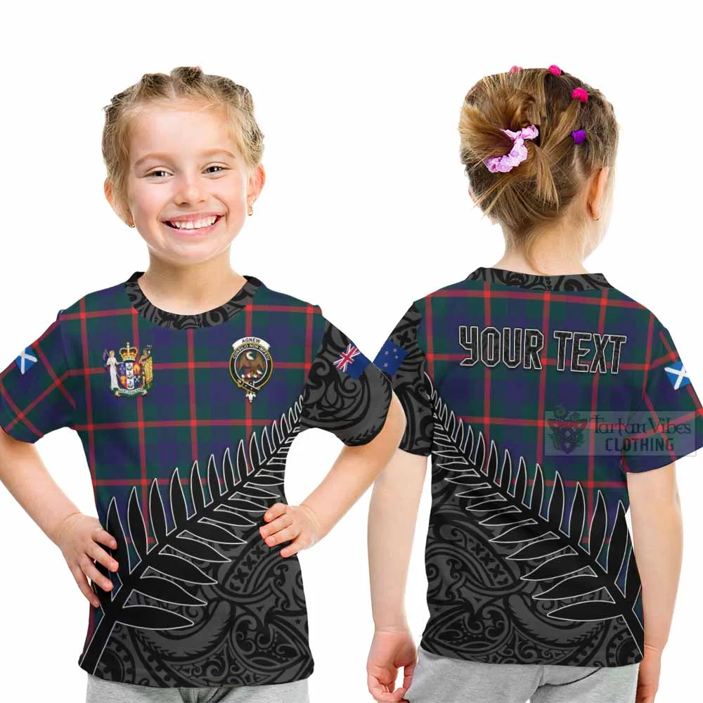 Agnew Crest Tartan Kid T-Shirt with New Zealand Silver Fern Half Style