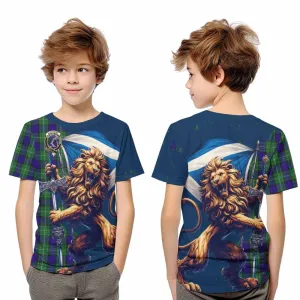 Alexander Tartan Family Crest Kid T-Shirt with Scottish Majestic Lion