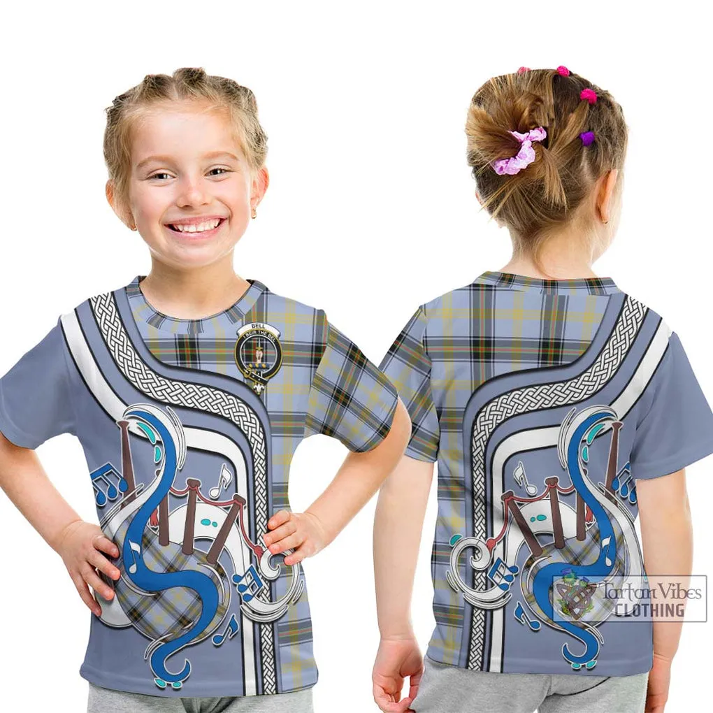 Bell Tartan Kid T-Shirt with Epic Bagpipe Style