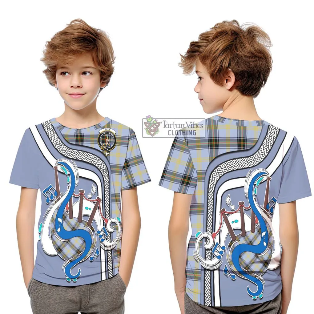 Bell Tartan Kid T-Shirt with Epic Bagpipe Style