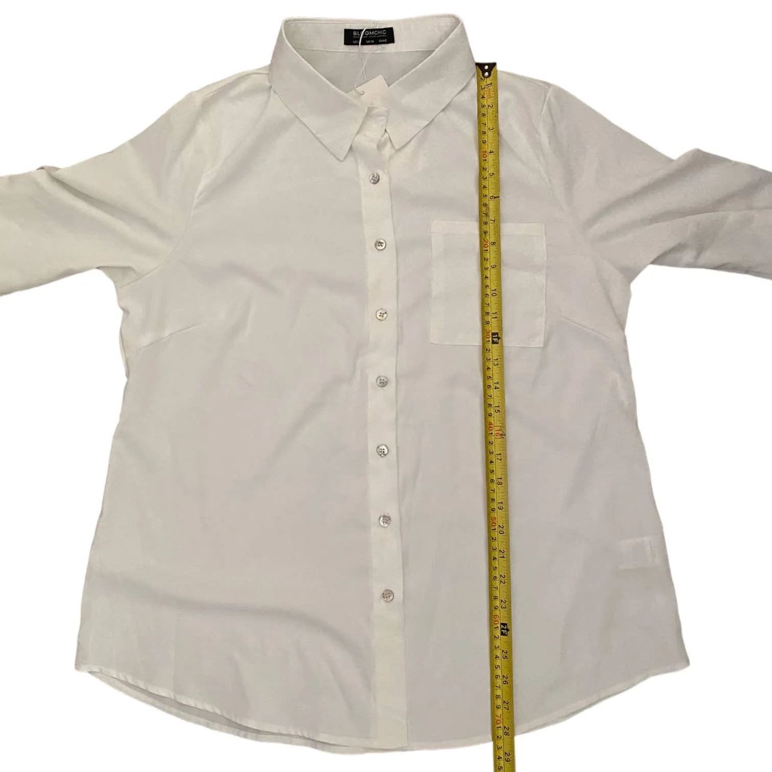 BloomChic White Long Sleeve Collared Shirt Size 12