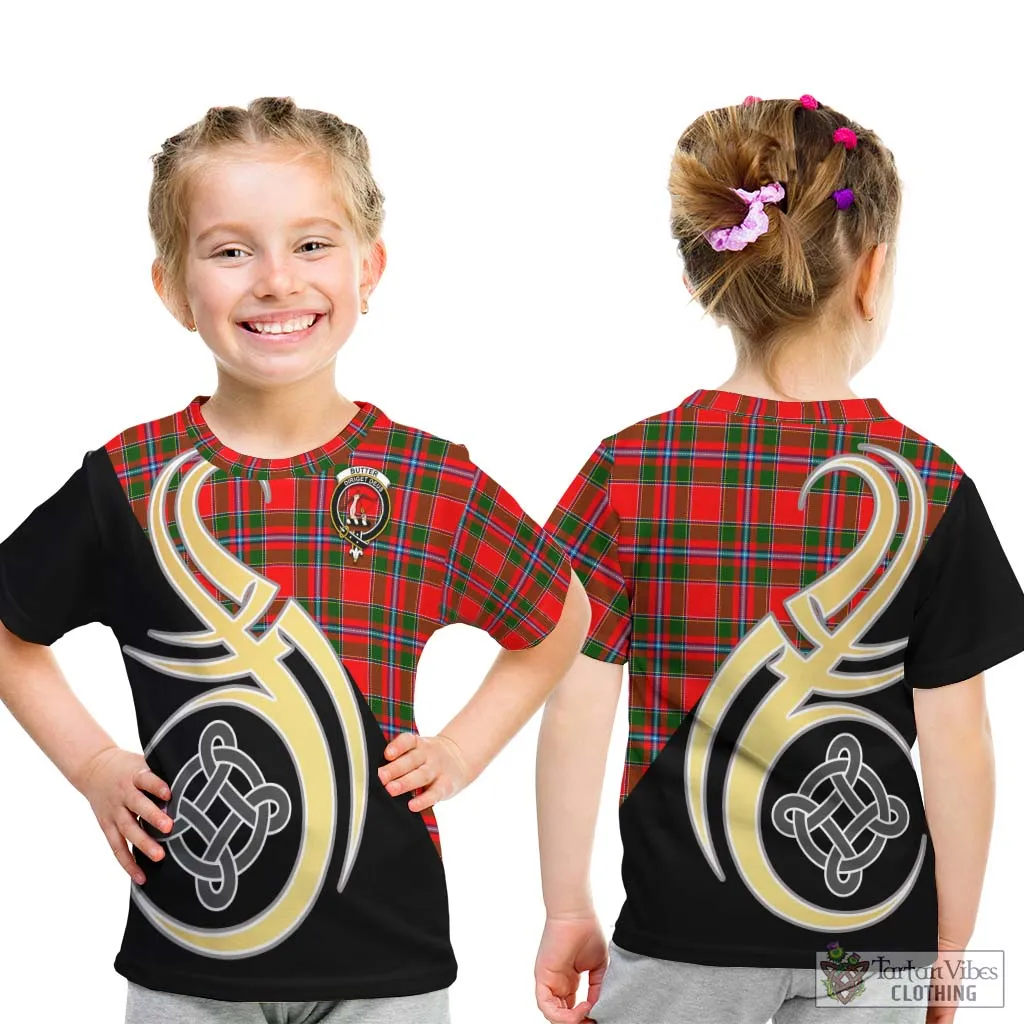 Butter Tartan Kid T-Shirt with Family Crest and Celtic Symbol Style