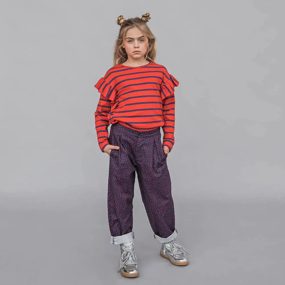 Carlijnq stripes red/blue - ruffled organic kids top