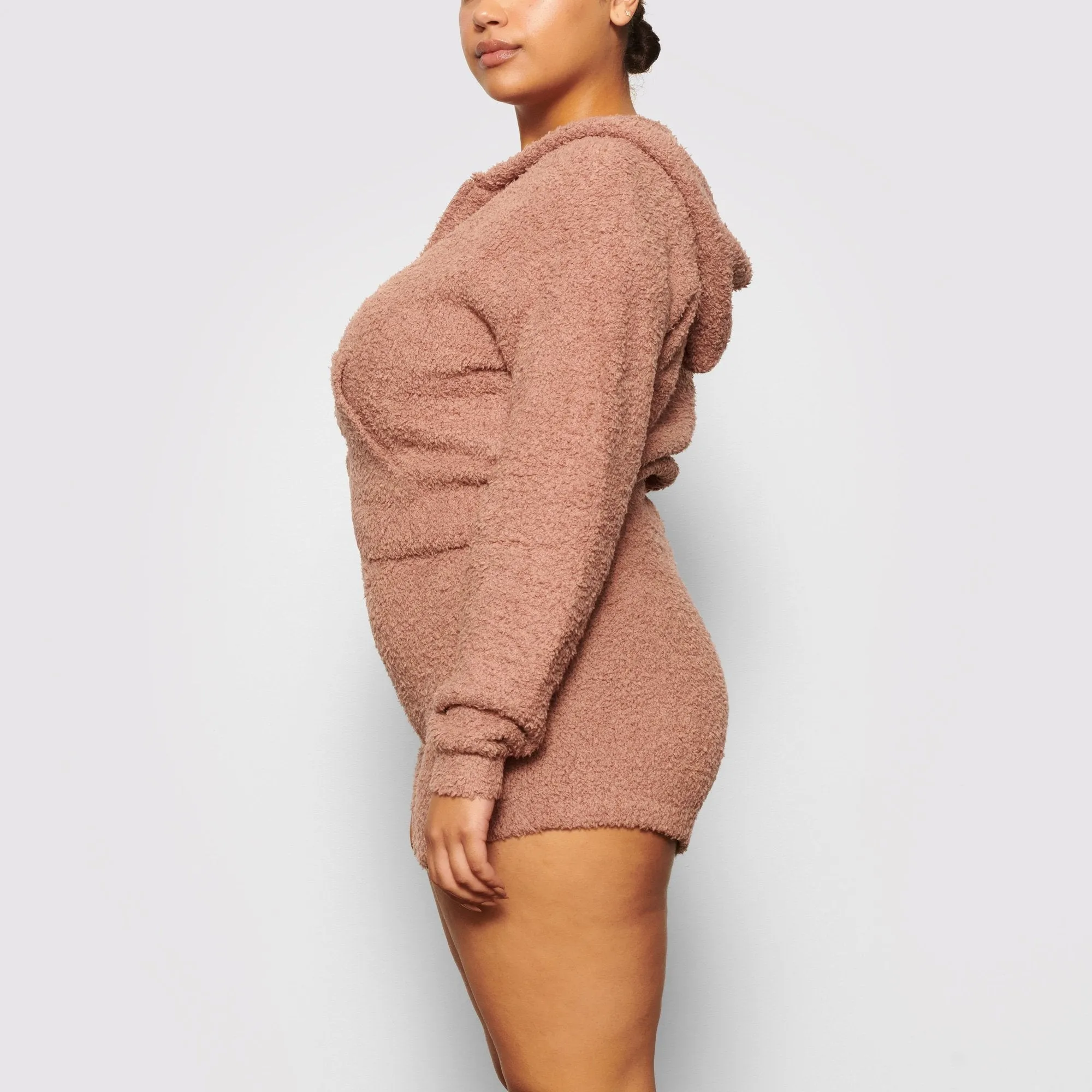 COZY KNIT ZIP UP HOODIE | ROSE CLAY