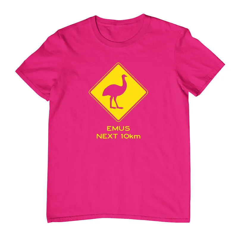 Emu Road Sign Childrens T-Shirt (Colour Choices)