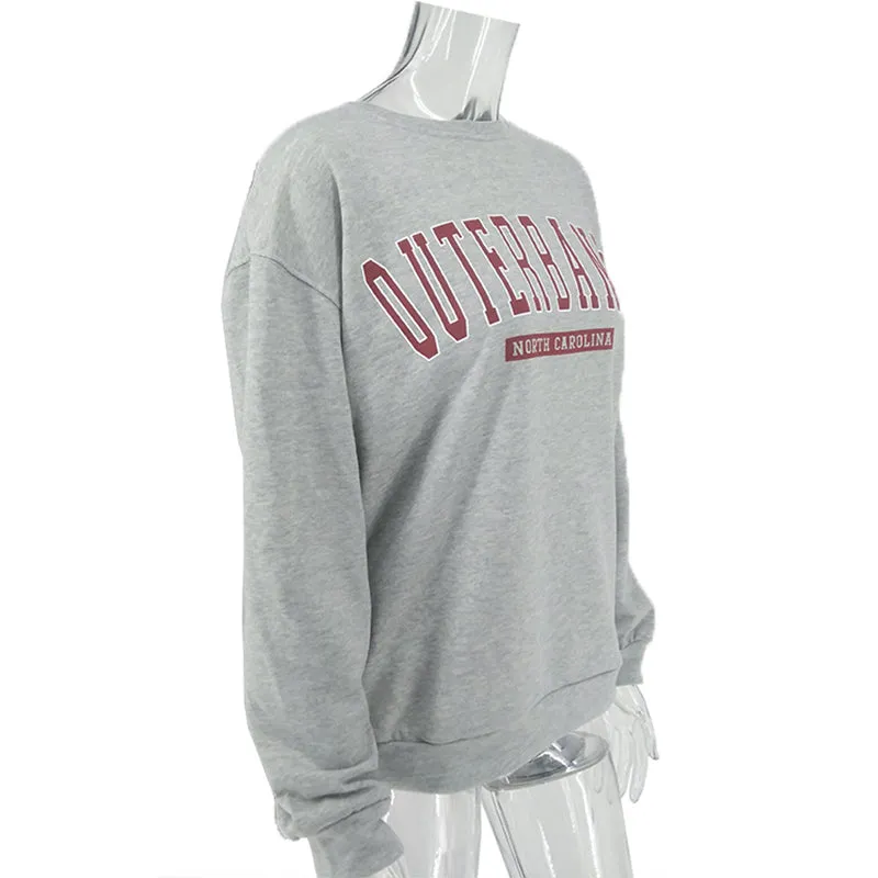 Gray Streetwear Loose Casual Woman Hoodie O Neck Pullovers Long Sleeve Autumn Elastic Women Sweatshirt Tops  Fashion