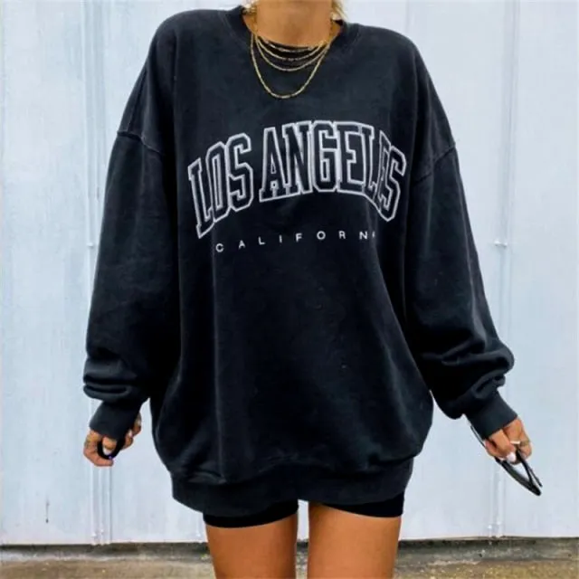 Gray Streetwear Loose Casual Woman Hoodie O Neck Pullovers Long Sleeve Autumn Elastic Women Sweatshirt Tops  Fashion