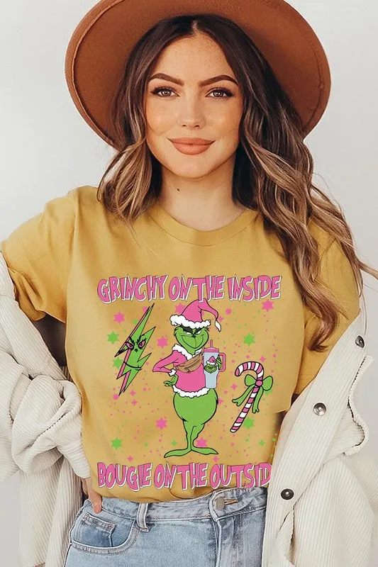Grinchy & Bougie Christmas Holiday Unisex Short Sleeve Graphic Tee T-Shirt