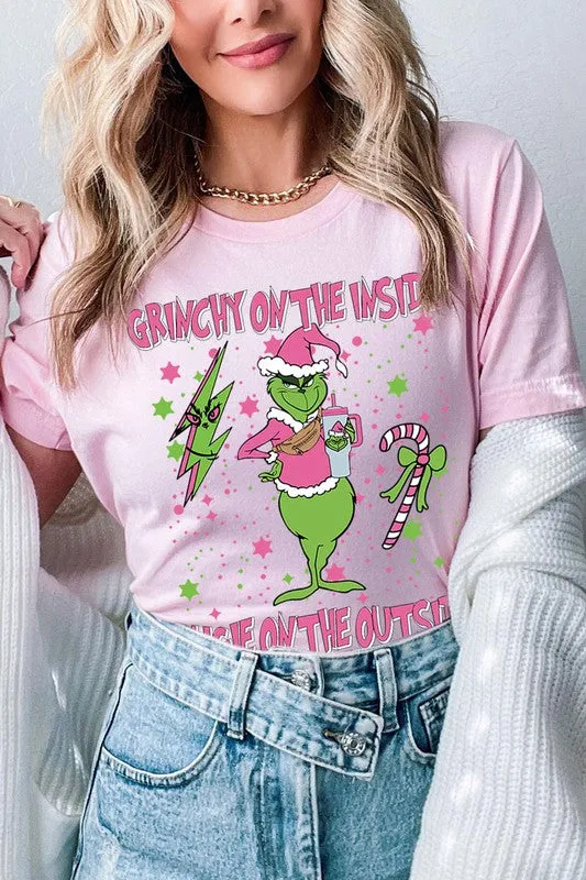 Grinchy & Bougie Christmas Holiday Unisex Short Sleeve Graphic Tee T-Shirt