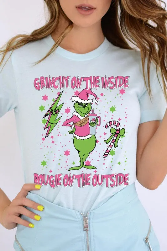 Grinchy & Bougie Christmas Holiday Unisex Short Sleeve Graphic Tee T-Shirt