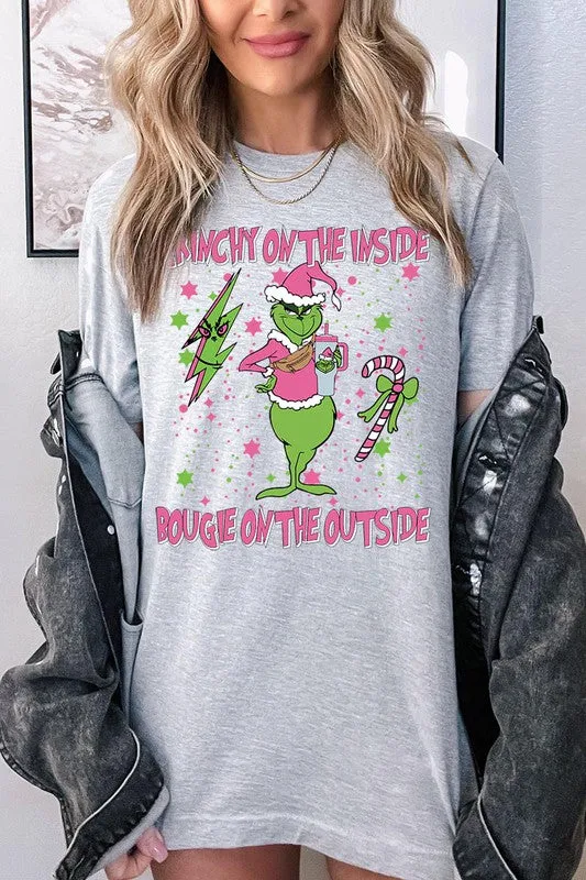 Grinchy & Bougie Christmas Holiday Unisex Short Sleeve Graphic Tee T-Shirt
