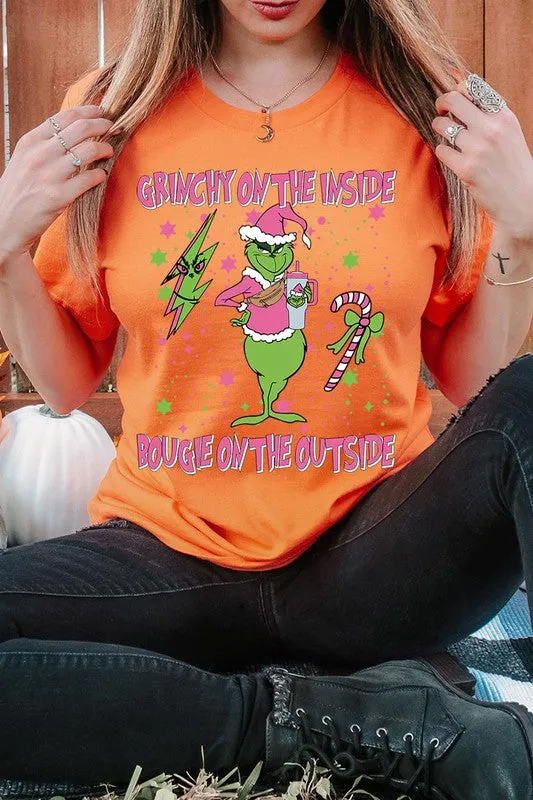 Grinchy & Bougie Christmas Holiday Unisex Short Sleeve Graphic Tee T-Shirt