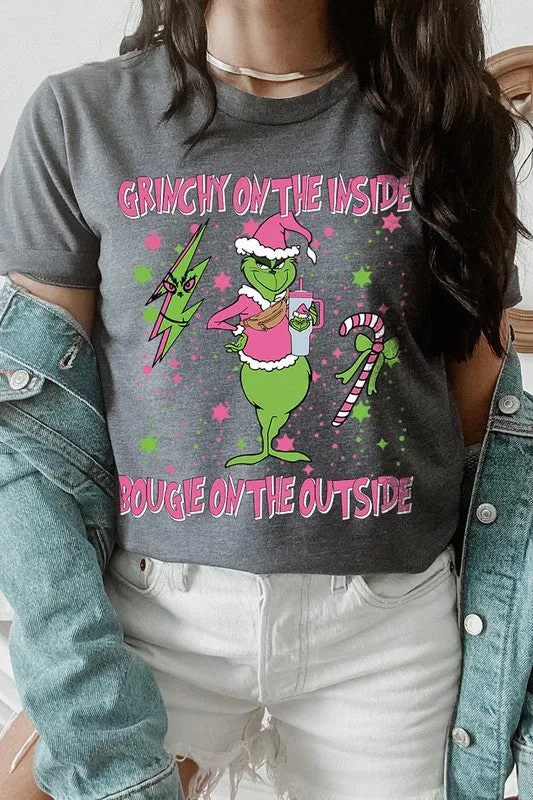Grinchy & Bougie Christmas Holiday Unisex Short Sleeve Graphic Tee T-Shirt
