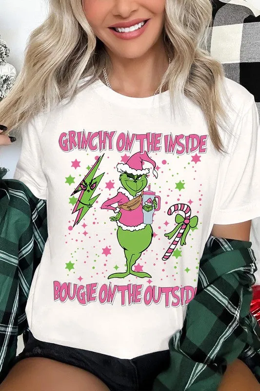 Grinchy & Bougie Christmas Holiday Unisex Short Sleeve Graphic Tee T-Shirt