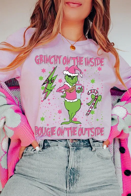 Grinchy & Bougie Christmas Holiday Unisex Short Sleeve Graphic Tee T-Shirt