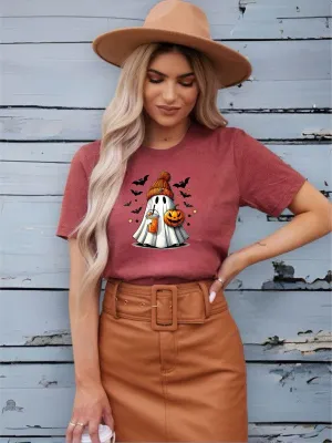 Halloween Ghost Cotton Unisex Fashion Graphic Tee T-Shirt