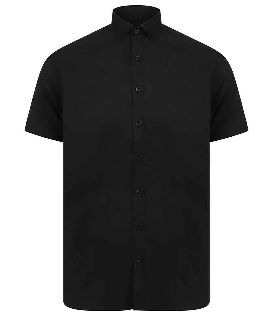 Henbury Modern Short Sleeve Slim Fit Oxford Shirt